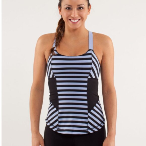 Lululemon Work It Out Tank Sea Stripe Polar Haze Black / Black Size 6 - Picture 5 of 7